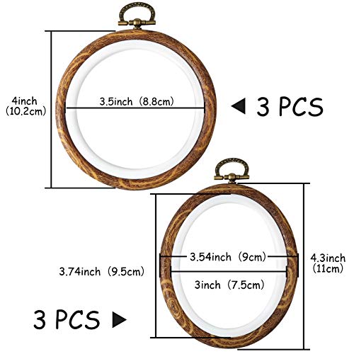 Caydo CY-0831 6 Pieces 4 Inch Round And Oval Embroidery Hoop Display Frame Circle thumb #1