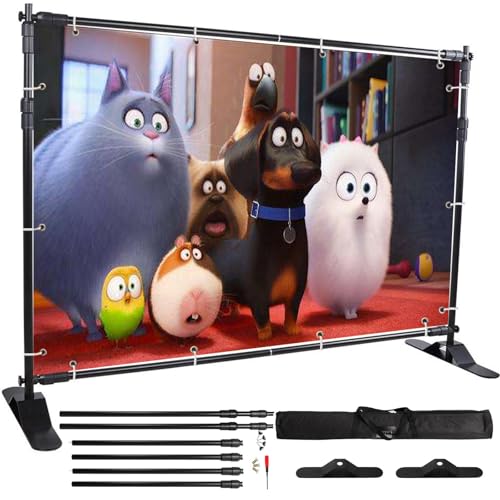VEVOR Backdrop Banner Stand 8 x 8 Ft Adjustable Heavy Duty Background Stand with Newest Step and Repeat Backdrop Stand for Parties Wedding Photo Booth Trade Show 1 Carrying Bag