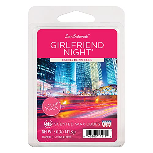 Scentsationals Scented Wax Fragrance Melts 5.0 oz - Girlfriend Night - 12 Wax Cubes Pack, Home Warmer Tart, Electric Wickless Candle Bar Air Freshener, Spa Aroma Decor Gift - Value Pack