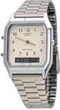 AQ230A-7 Men's Stainless Steel Band Analog Digital White Numbers Dial Watch