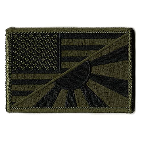 自衛隊グッズ ワッペン 海上自衛隊 星条旗 旭日旗 6×9 ベルクロ付き (オリーブ)【燦吉】のサムネイル