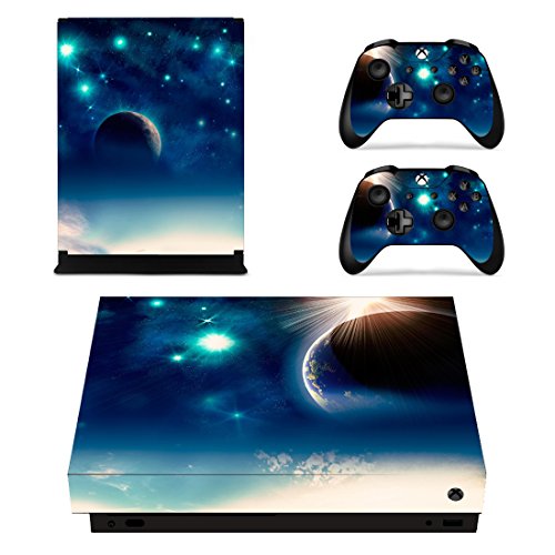 Morbuy Conception de Drapeau National Xbox One X Vinyl Decal Autocollant Skin Sticker Pour Microsoft Xbox One x 1 et le Manette x 2 Manette Set Autocollant (Belle terre) Cover