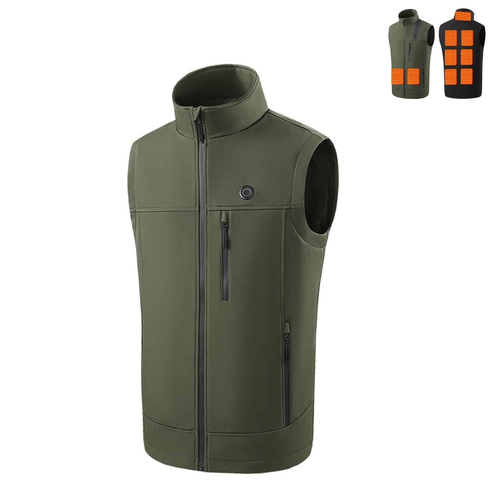 Genérico Chaleco Calefactable para Hombres Y Mujeres, Chaleco Termico con 9 Zonas De Calefacción, Chaqueta Calefactable con 3 Niveles De Temperatura, Ropa Calefactable con Carga USB(Green,XL)