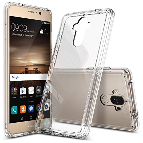 Ringke Fusion Compatible with Huawei Mate 9 Tough PC Back TPU Bumper Drop Protection, Shock Absorption Technology Attached Dust Caps Raised Bezels Protective Cover Huawei Mate 9 Case - Clear