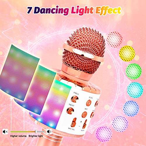 Icnice Wireless Bluetooth Karaoke Microphone, 5-In-1 Portable Handheld Karaoke Mic Speaker With Flashing Light For Singing Compatible With Tv/Phone/Pc Karaoke Machine (Rose Gold) #TOP6