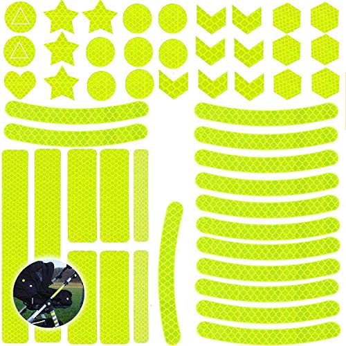 Ouceanwin 55pcs Autocollants Réfléchissants Stickers Réflecteur, Sécurité dans Le Noir, Auto-adhésive Avertissement Bande pour Poussettes Vélos Casques Voiture, Imperméable et Haute Intensité Cover