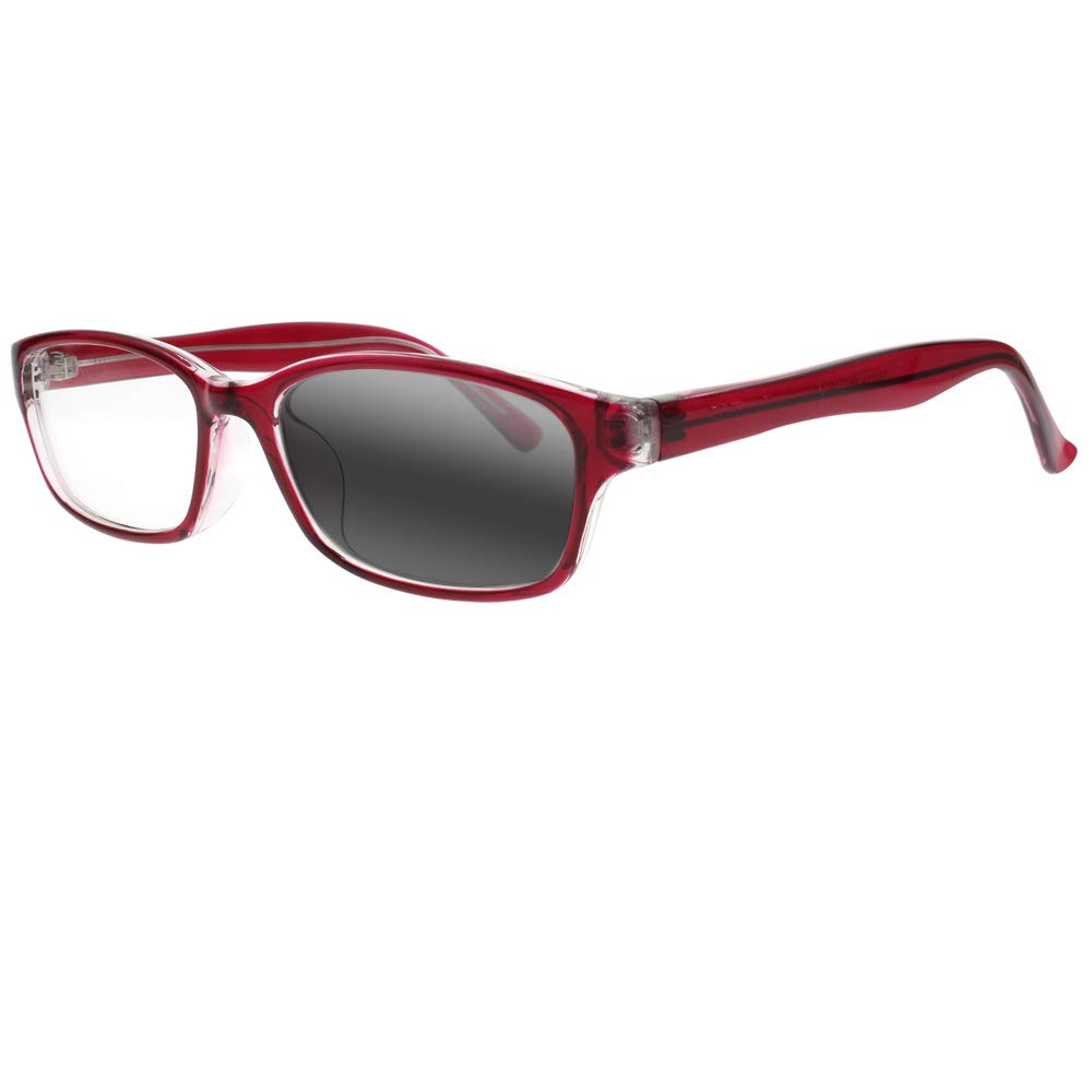 Womens Photochromic Progressive Multifocal Reading Glass Multiple Focus Eyewear UV400 Sun Readers (Red, +2.75)