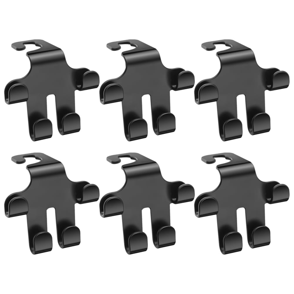 Jnchdghwa Black Car Seat Headrest Hook- Two Hooks, Seat Back Hanger,For Purses, Bags, Coats, Umbrellas In (6 Pieces)