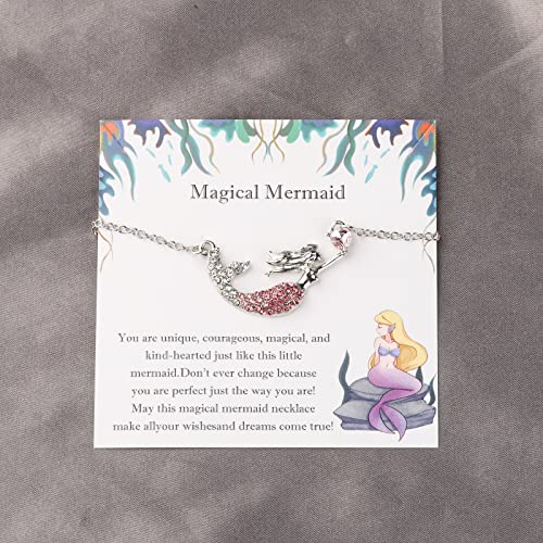 Gzrlyf Magical Mermaid Necklace with Card - Crystal Pendant Jewelry Gift for Mermaid Lovers3