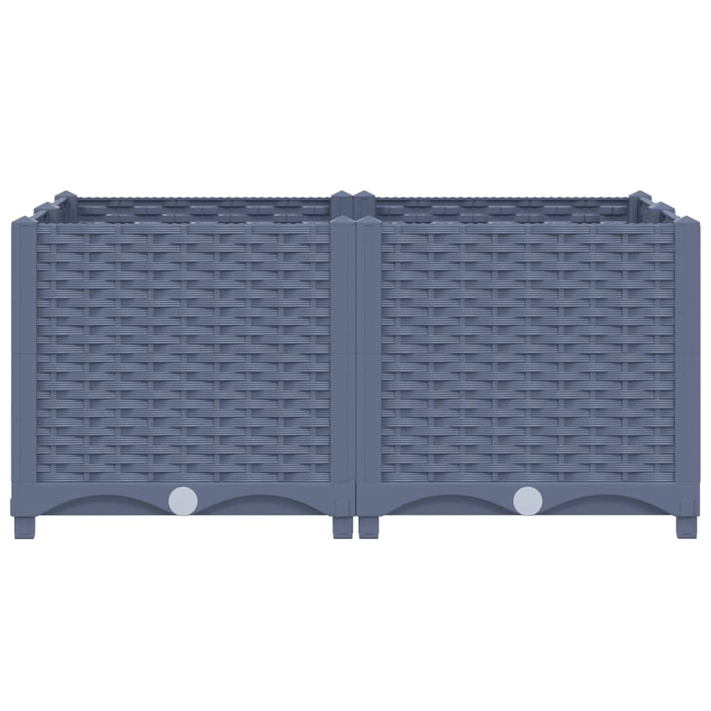 Bancal alto de 80 x 80 x 38 cm de polipropileno, robusta maceta para jardín, balcón y terraza, jardinera cuadrada para verduras y hierbas en color gris azulado