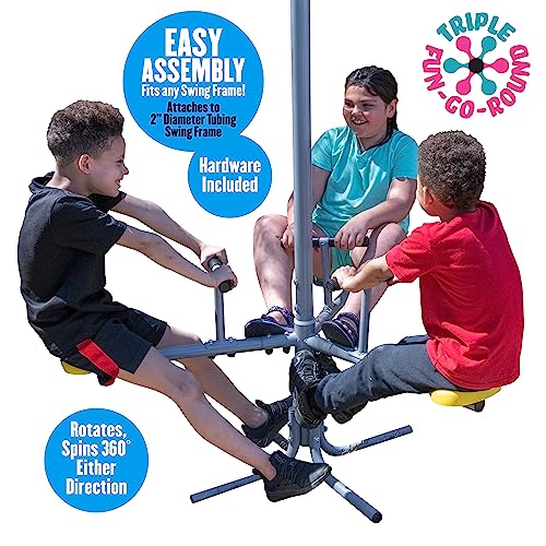 Xdp Recreation 70310 Triple Fun-Go-Round, 2 Inch Diameter Metal Tubing Swing Set Accessory Attachment. 45 Inch Diameter X 42 Inch W X 72 Inch H, By Xdp Recreation thumb #2