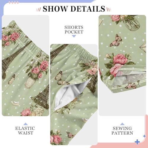 ALAZA Flower Butterfly Polka Dot Eiffel Tower Pajama Lounge Pants Long Sleep Pajama Bottoms with Pockets4