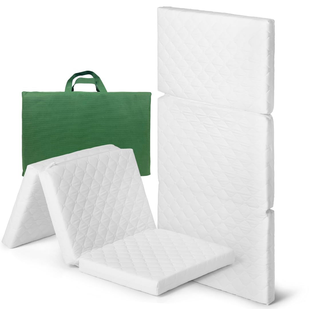 Materasso Pieghevole Per Lettino 60x120x6 Cm – Imbottitura D20, Fodera 50% Cotone, Traspirante, Con Borsa Trasporto