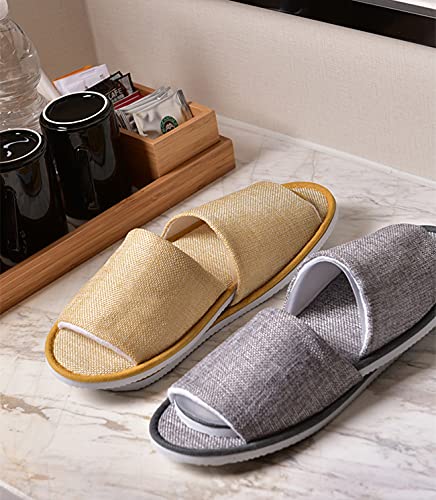 Disposable Open Toe Spa Slippers - Linen Casual Non-Slip for Hotel, Travel, Guest and Home
