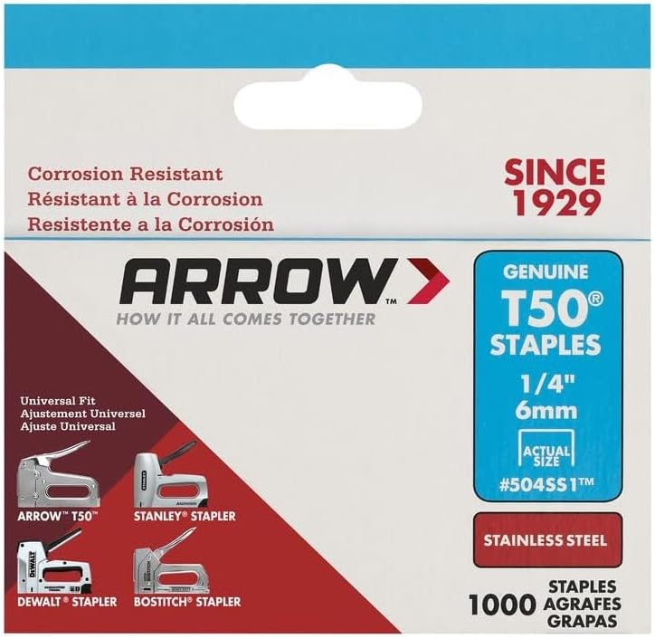 Arrow Fastener 504M1 1/4Inch Genuine T50 Monel Rust Proof Staples