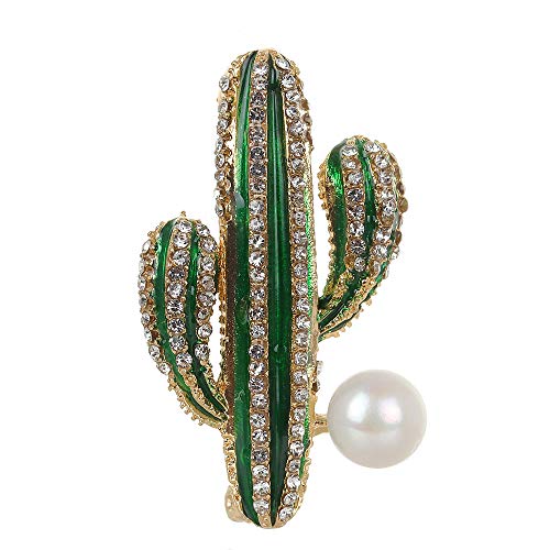 RUNHENG Freshwater Pearl Cactus Brooch Pin.