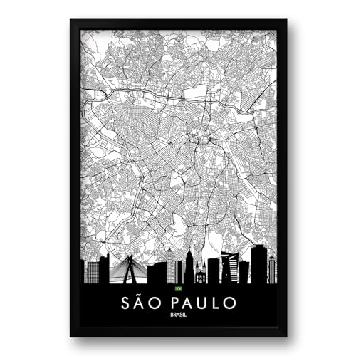 Quadro Mapa Urbano Cidade de São Paulo - 40x60cm