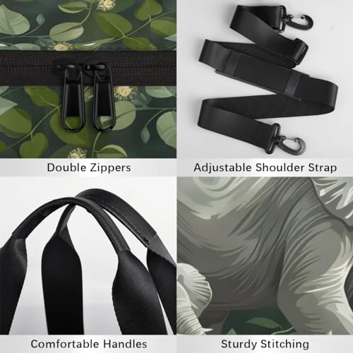 Elephant Wild Flower Travel Gym Bag Waterproof Sport Dance Bag for Women Men Portable Gymnastics Duffel Bags Canvas Tote Carry on Handbag for Workout Overnight Weekender4