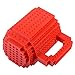 DIY Brick Mug-Fubarbar Creative Building 12oz Coffee Cup, Build On Bricks Desk Drinkware, Funny Toy with 3Pack Blocks for Kid Birthday Gift, Christmas, Party, Xmas (Red)