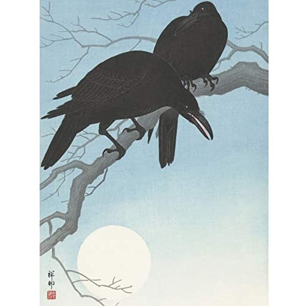 Artery8 Koson Ohara Two Crows Tree Branch Japanese Woodcut Unframed Wall Art Print Poster Home Decor Premium