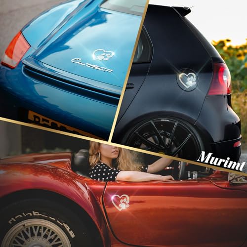 Image of 2Pcs Car Bling Stickers and Decals for Women Rhinestone Stickers Heart with Dog Paw Bling Car Accessories Mobile Phones Tablets Computers Notepads Water Cups Stickers Decals and Decorations