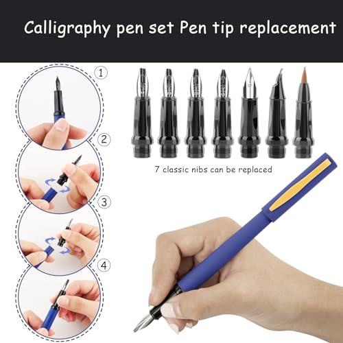 Aifeiter AIFEITER-HEIHE-3 Calligraphy Pen Set,Calligraphy Fountain Pens With 7 Different Replaceable Nibs thumb #3