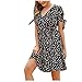 Boho Kleid Lang Damen V-Ausschnitt Maxikleid Sommerkleid Wickelkleid mit Schlitz Kurzarm Blumen Strandkleid High Waist A-Linie Minikleid Ärmellos Bedrucktes Sommer Elegant Strandkleider