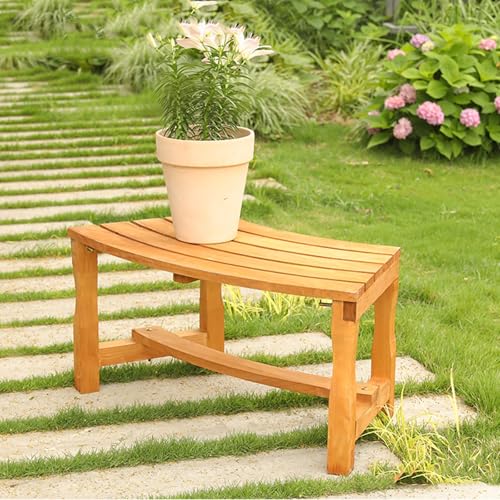 Banc de jardin en bois sans dossier, capacité de charge de 250 kg, finition lisse, anti-corrosion, beige, parfait pour terrasse et cour