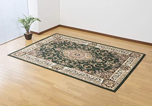 ファミリー ライフ イ草 グリーン 4.5畳 ペルシャ柄ウィルトン織りカーペット