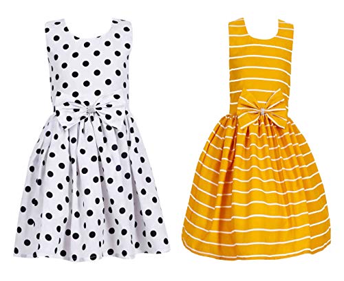 Image of Casual Frock for Baby Girls,Blue Printed and Olive Printed,Pack of 2