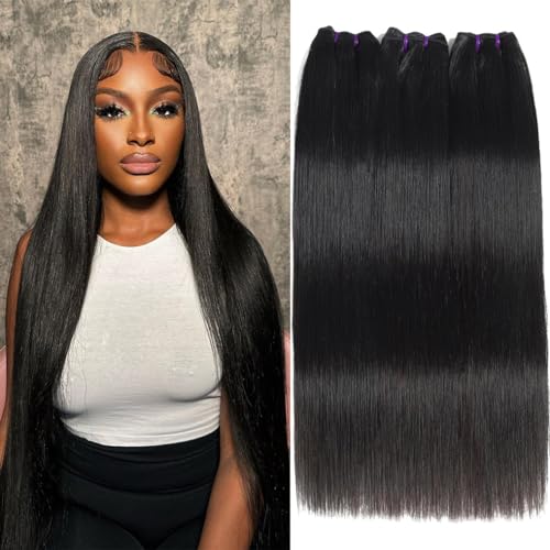 Menalue Raw Straight Bundles Human Hair 20 22 24 Inch 100% Unprocessed 16A Vietnamese Human Hair Bundles Straight Virgin Hair Sew In 3 Bundles Thick Hair Extensions Natural Color