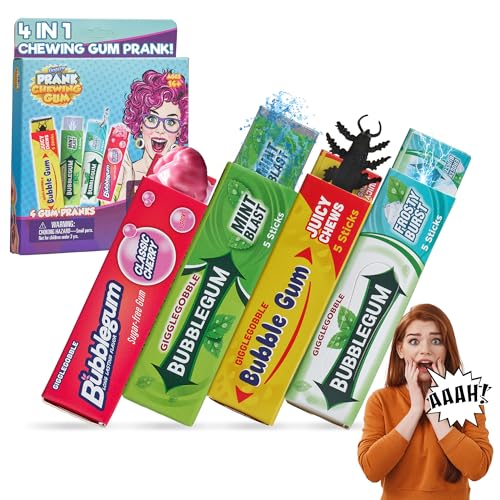 Product Image of the Gagster 4-in-1 Prank Chewing Gum Set – Shocking, Water Squirt, Cockroach...