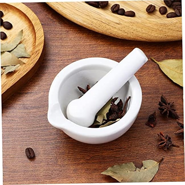 Mobestech Mini 80mm Ceramic Mortar and Pestle Set for Seasonings and Baby Food Grinding 2 Sets Kitchen Grinding Tools Small Bowls Pestle