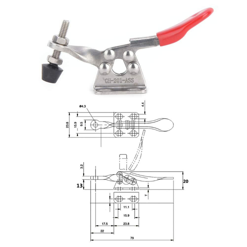 2Pcs Toggle Clamp 304 Less Steel Quick Welding Fixture Hand Tool 27KG, Multifunctional Accessory For Home Use