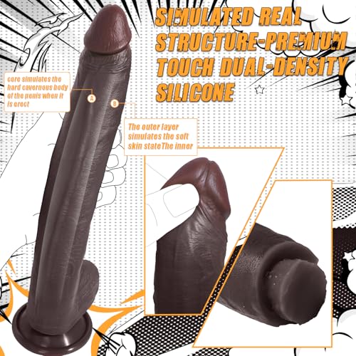 11″ Skin-like Feel Realistic Long Black Dildo, Soft Big Anal Dildos Sex Toy - Image 4