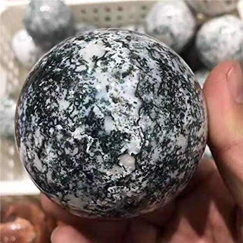 RaeGan 1pc Natural Aquatic Agate polishing Balls Moss Agate Spheres for Home Decoration 55-60mm