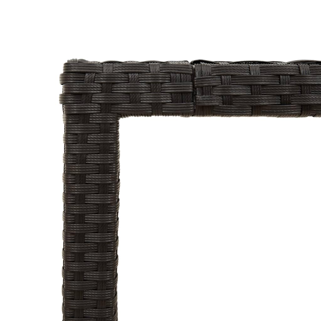 Stół ogrodowy ze szklanym blatem, czarny, 150 x 90 x 75 cm, polirattan, stal malowana proszkowo, stół tarasowy, do ogrodu, na balkon, werandę, do jedzenia i pikniku