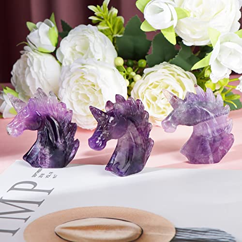 Artistone UNICORN-3IN-AMETHYST 3 Inch Amethyst Crystal Unicorn Statue Hand Carved Gemstone Purple Unicorn Stone Animal Carvings Collectible Figurine Reiki Meditation Desk Home Decor Gift thumb #4