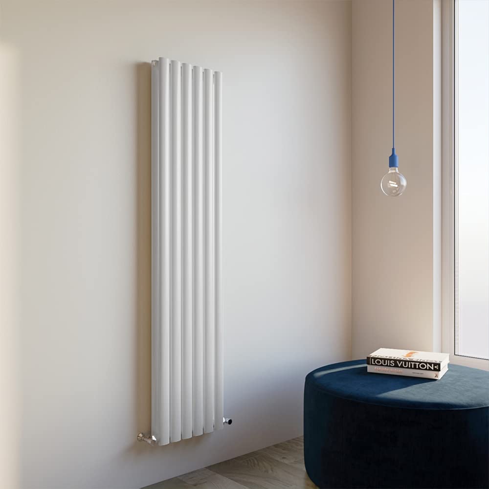 Huibathroom White Oval Column Radiator 1600X354mm Vertical Design Double Central Heating Rad
