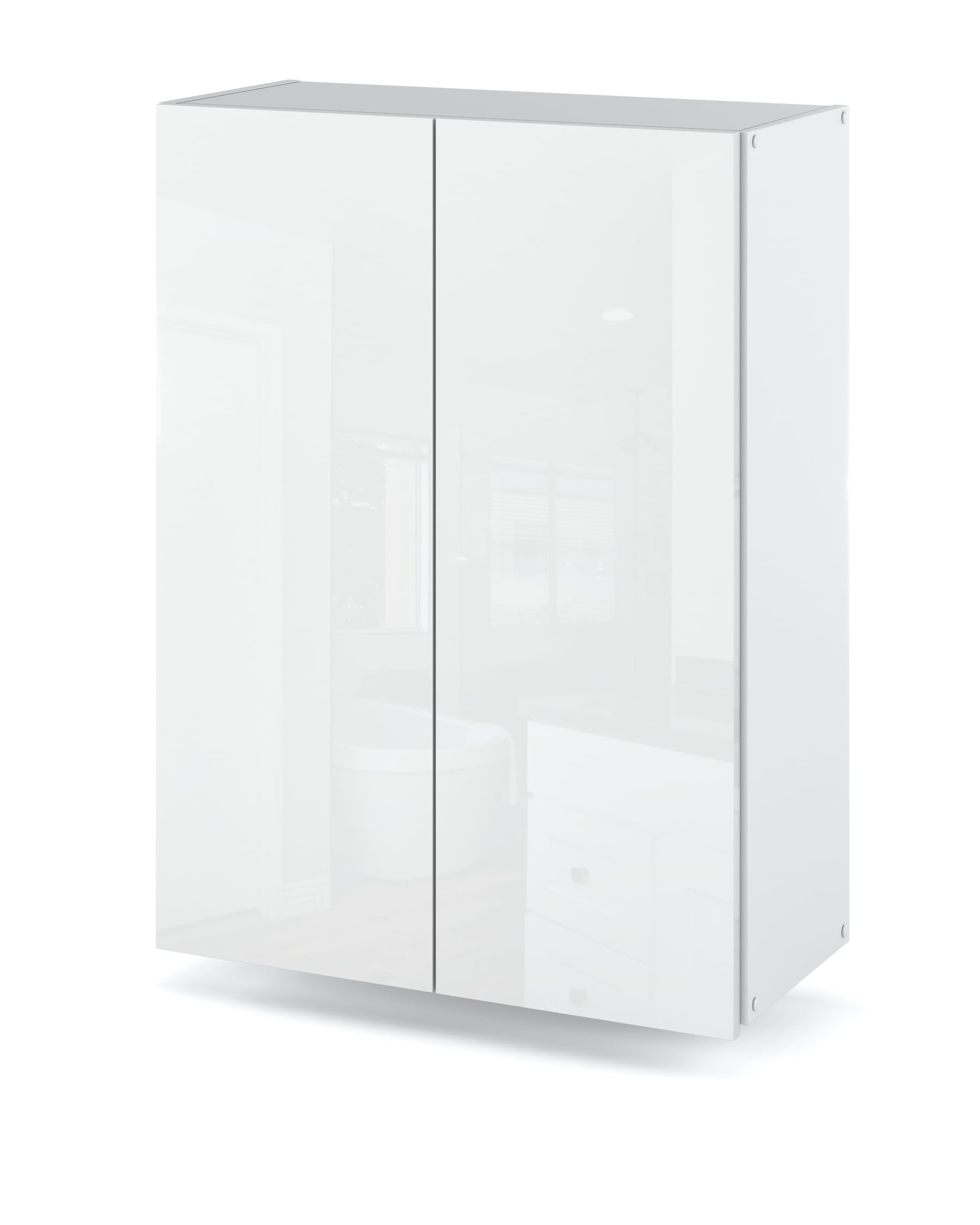 MRBLS - Armoire de salle de bain (blanc mat - blanc brillant) - Armoire suspendue - Armoire murale - 60 x 80 x 30 cm (l x H x P)