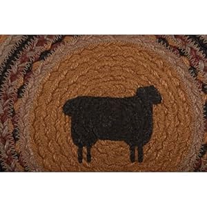 Vhc brands primitive tabletop kitchen heritage farms tan sheep jute trivet  urban country home decor