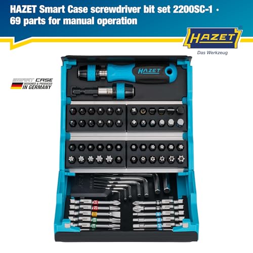 Image of HAZET Smartcase Bit Set 2200SC-1 I 69-Piece Tool Bit Set, Drive: Hexagon 6.3 Mm (1 /4 Inch), For Manual Operation I Mobile Tool Case