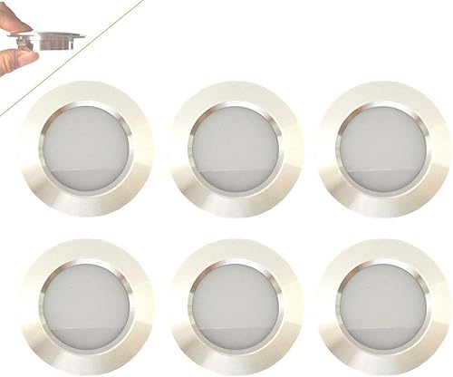12v-ledlight lámparas de techo para empotrar con focos de luz LED blanco cálido, con bordes plateados de aluminio, de 3 W, livianas, sin tornillos,