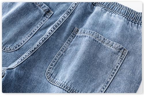 Men's Summer 100% Lyocell Soft Thin Loose Taper Pants Elastic Waist Drawstring Jeans Trousers3