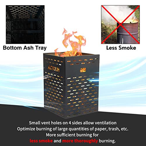Yamadao 30 Inch 63 Gallon Ultra Thick Burn Barrel Burn Drum For Yard Waste Incinerator Barrel Burn Cage For Paper Leaf Trash Wood Backyard Bonfire With Bottom Ash Tray thumb #3