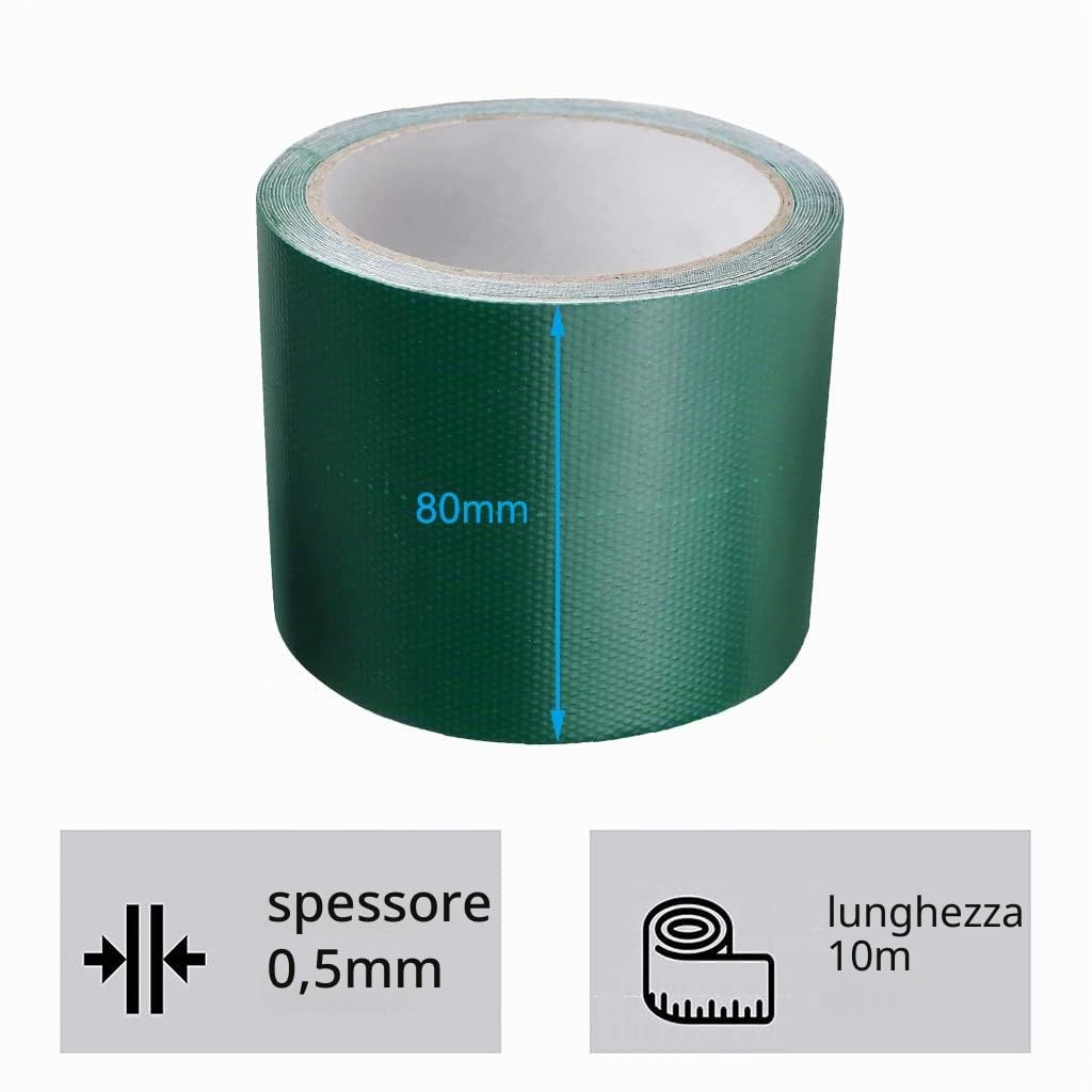 Nastri di Riparazione Impermeabile, 8cm x 10m Nastro Patch Riparazioni Tendone, Nastro Adesivo Telato Forte Ripara Plastica/Telone, per Nastro Adesivo per Tende da Sole in Linoleum…