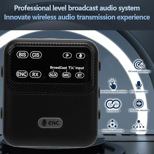 Yunseity Transmitter Receiver, Transmisor y Receptor USB Inalámbrico Broadcast 100m con pantalla LED para guía turística, maestro, adaptador de audio multipropósito, micrófono con cancelación de ruido ENC miniatura 2