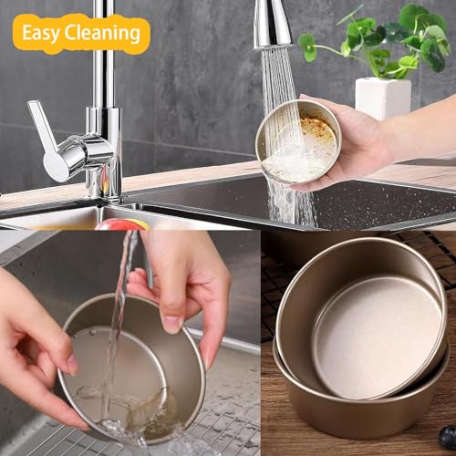 2 Pezzi Stampi per Crostatine 11cm/4 Inches, Antiaderente Muffin Riutilizzabile in Acciaio, Formine Cupcake per Tartellette, Airfryer, Microonde, Forno - immagine 6