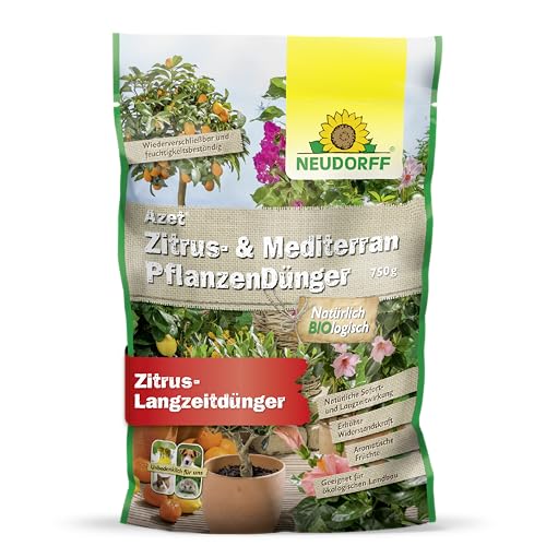 Neudorff Azet Zitrus- & MediterranpflanzenDünger – Bio Langzeitdünger mit Mykorrhiza fördert aromatische Früchte wie Zitronen, Orangen und Oliven, 750 g