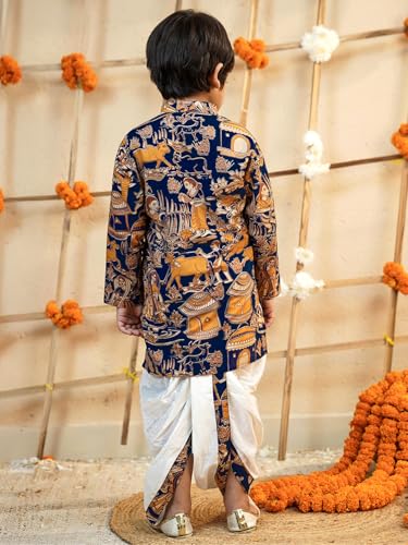 Image of AJ DEZINES Kids Ethnic Wear Pure Cotton Dhoti Kurta Set For Boys